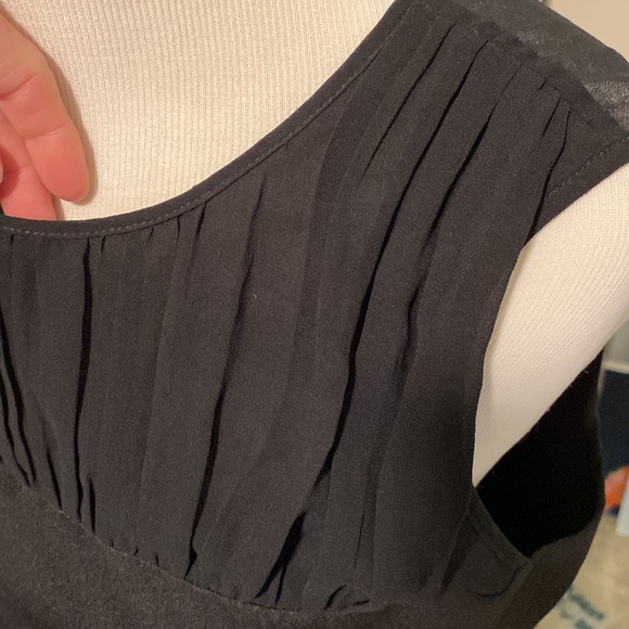 CABI gorgeous black sheer pleated neckline and peplum hem top! Fancy black tie. - Picture 10 of 11